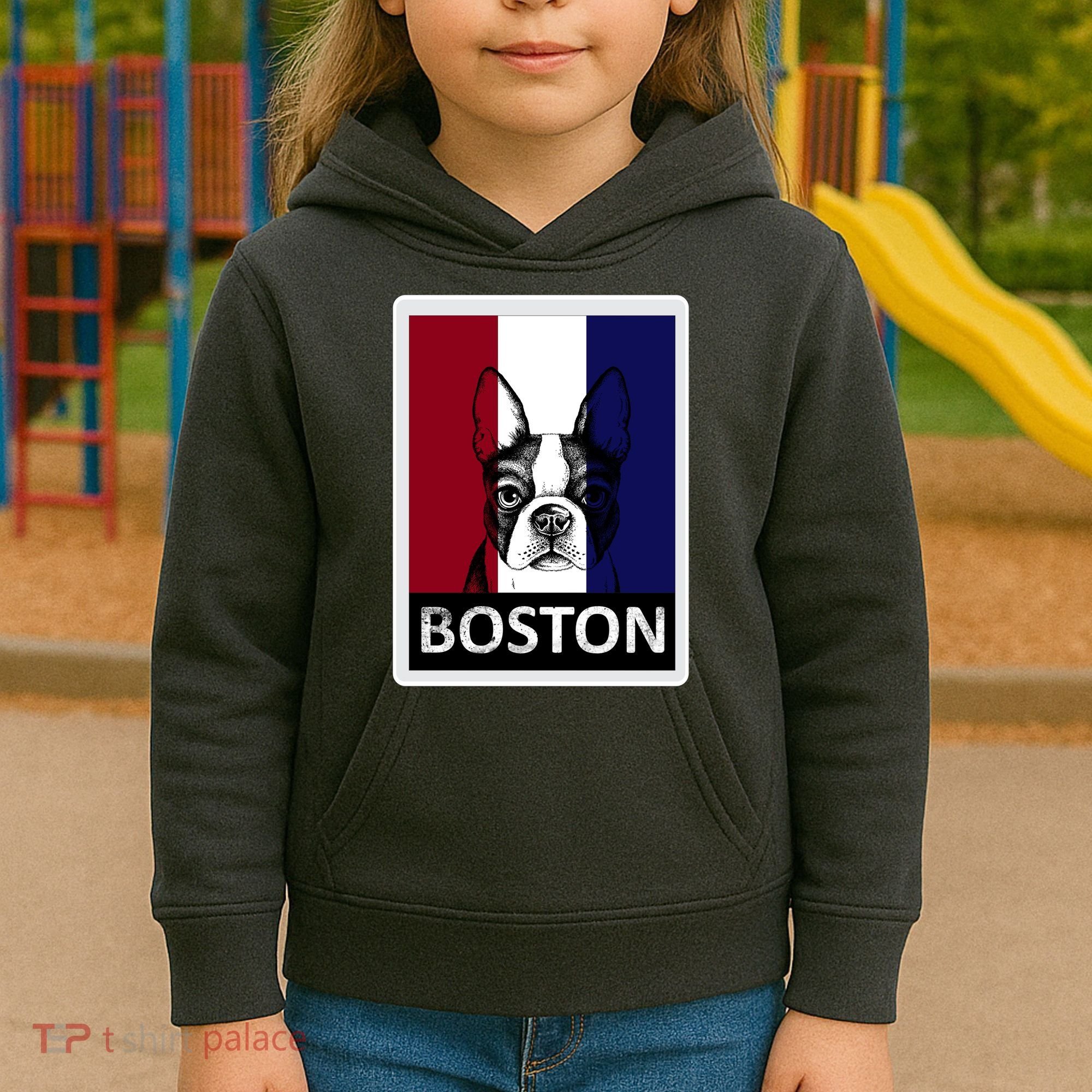 Boston Terrier Portrait  Kids Hoodie