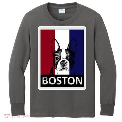 Boston Terrier Portrait  Kids Long Sleeve Shirt