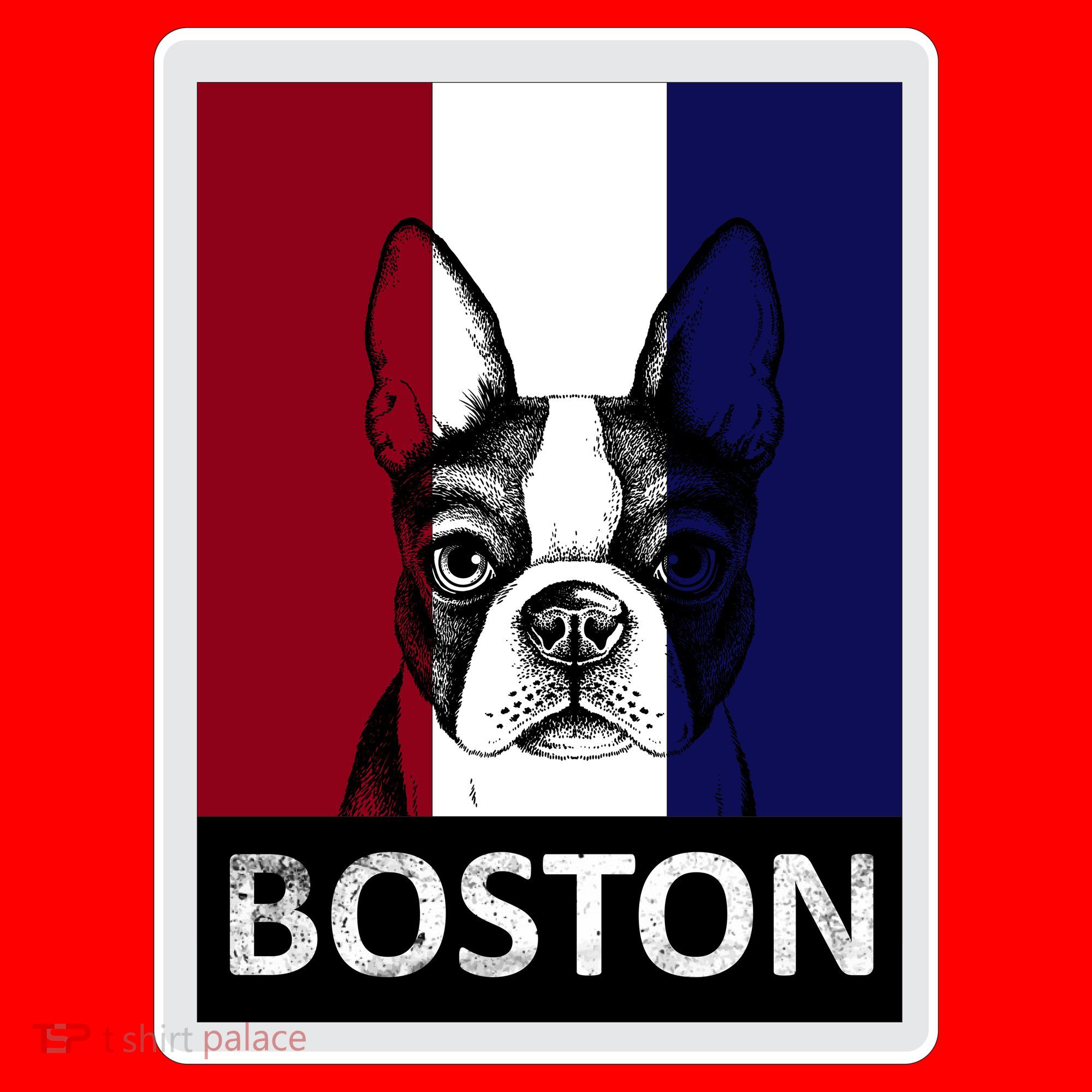 Boston Terrier Portrait  Santa Hat