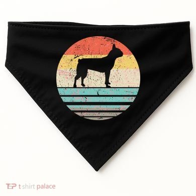 Boston Terrier Retro Sun USA-Made Doggie Bandana