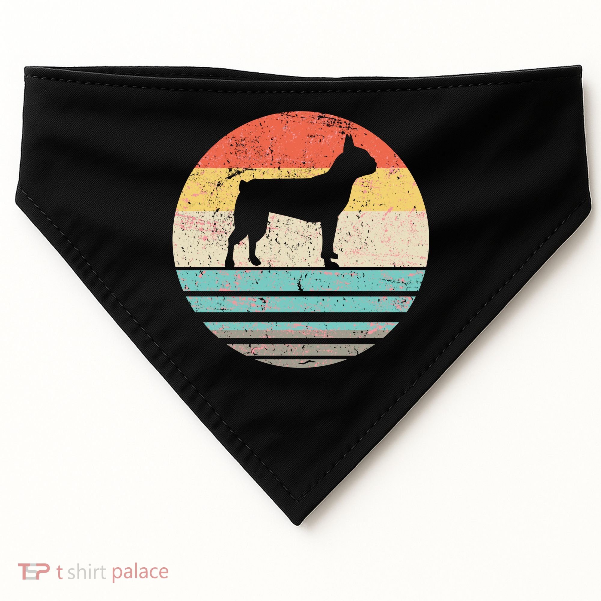 Boston Terrier Retro Sun USA-Made Doggie Bandana