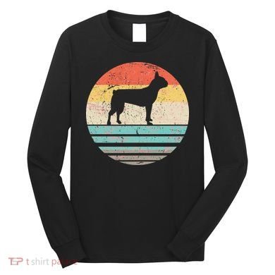 Boston Terrier Retro Sun Long Sleeve Shirt