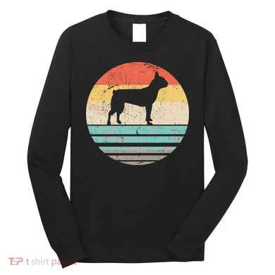 Boston Terrier Retro Sun Long Sleeve Shirt