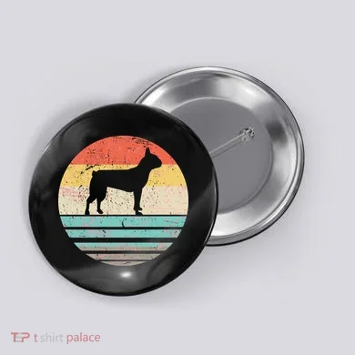 Boston Terrier Retro Sun Button
