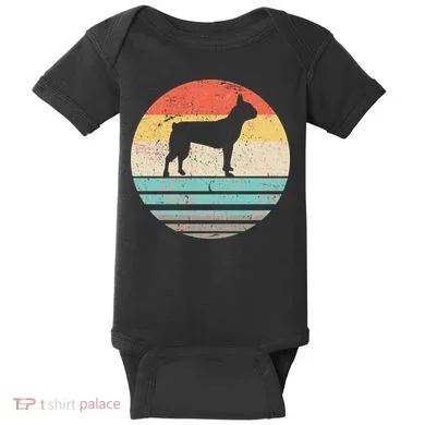 Boston Terrier Retro Sun Baby Bodysuit