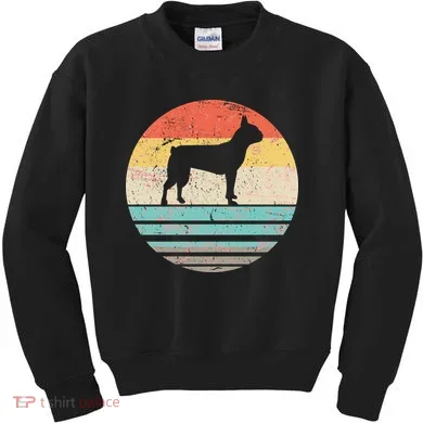 Boston Terrier Retro Sun Kids Sweatshirt