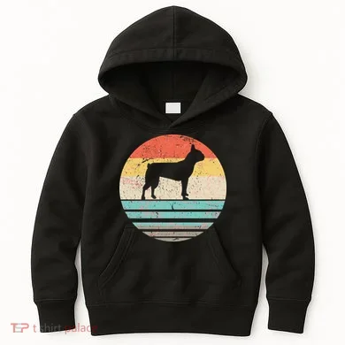 Boston Terrier Retro Sun Kids Hoodie