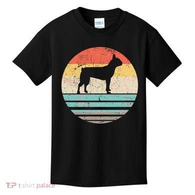 Boston Terrier Retro Sun Kids T-Shirt
