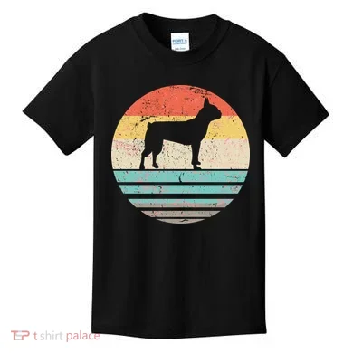 Boston Terrier Retro Sun Kids T-Shirt