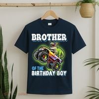 Brother Of The Birthday Boy Dinosaur Monster Truck Birthday T-Shirt thumb 2