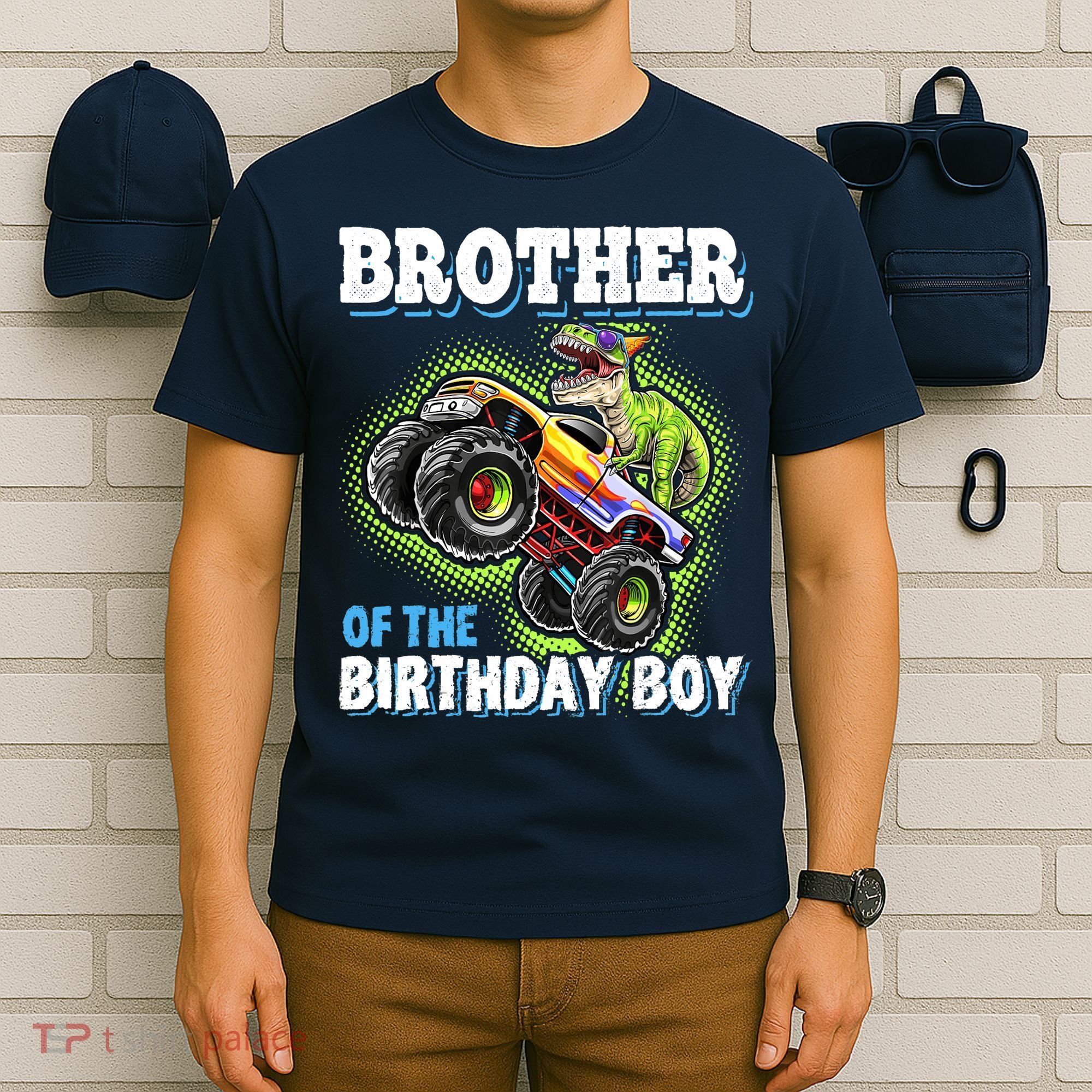 Brother Of The Birthday Boy Dinosaur Monster Truck Birthday T-Shirt