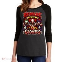 Beware Of The Clowns Women's Tri-Blend 3/4-Sleeve Raglan Shirt thumb 2