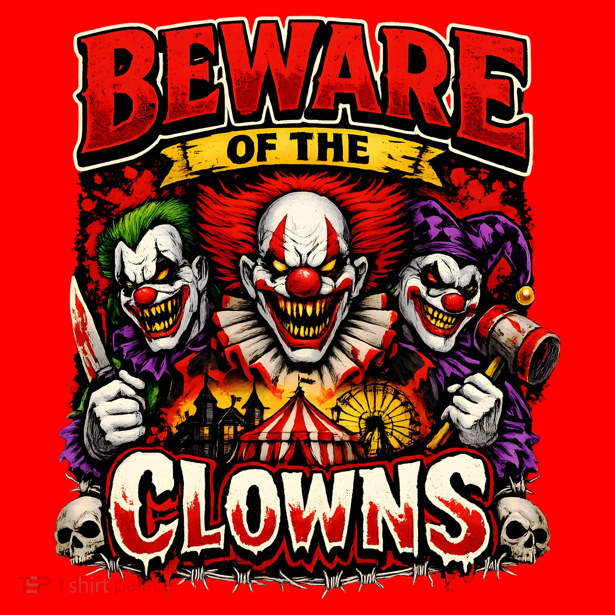 Beware Of The Clowns Santa Hat