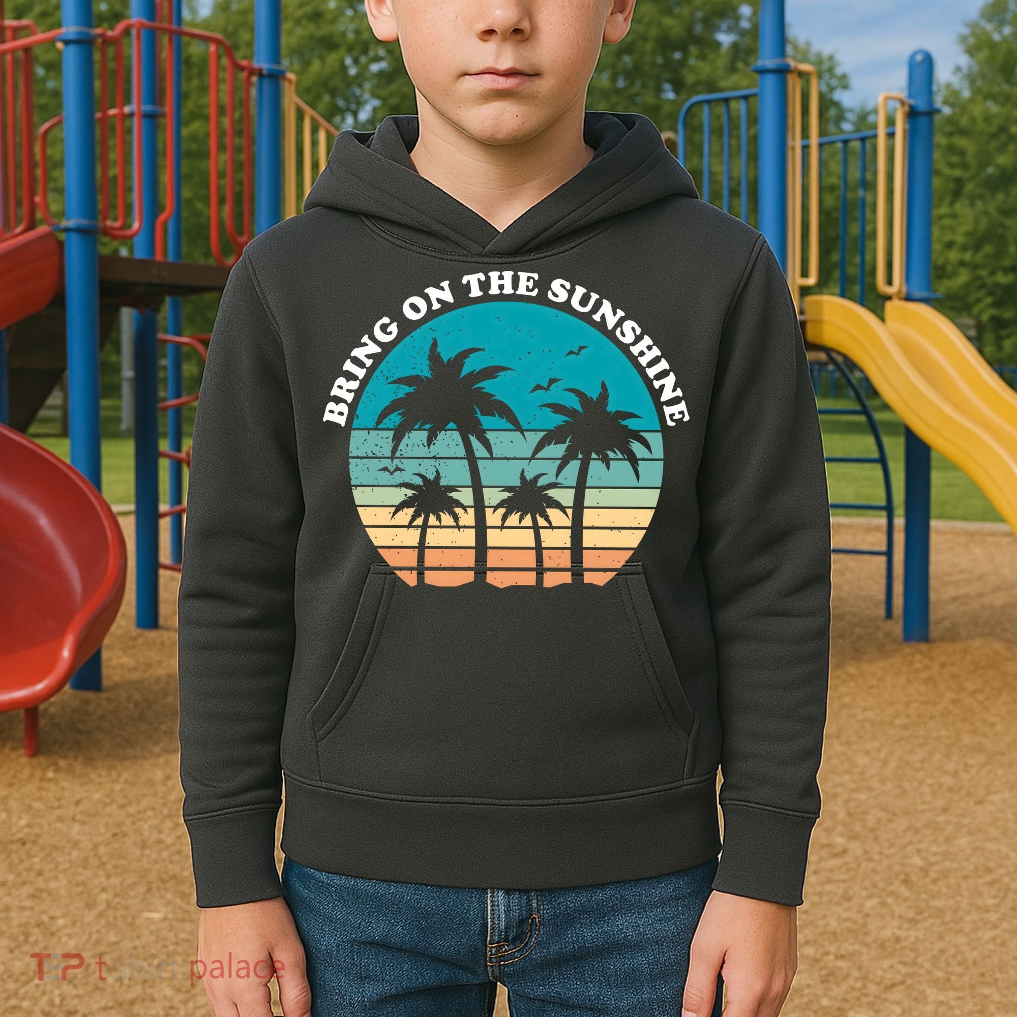 Bring On The Sunshine Retro Sunset Kids Hoodie