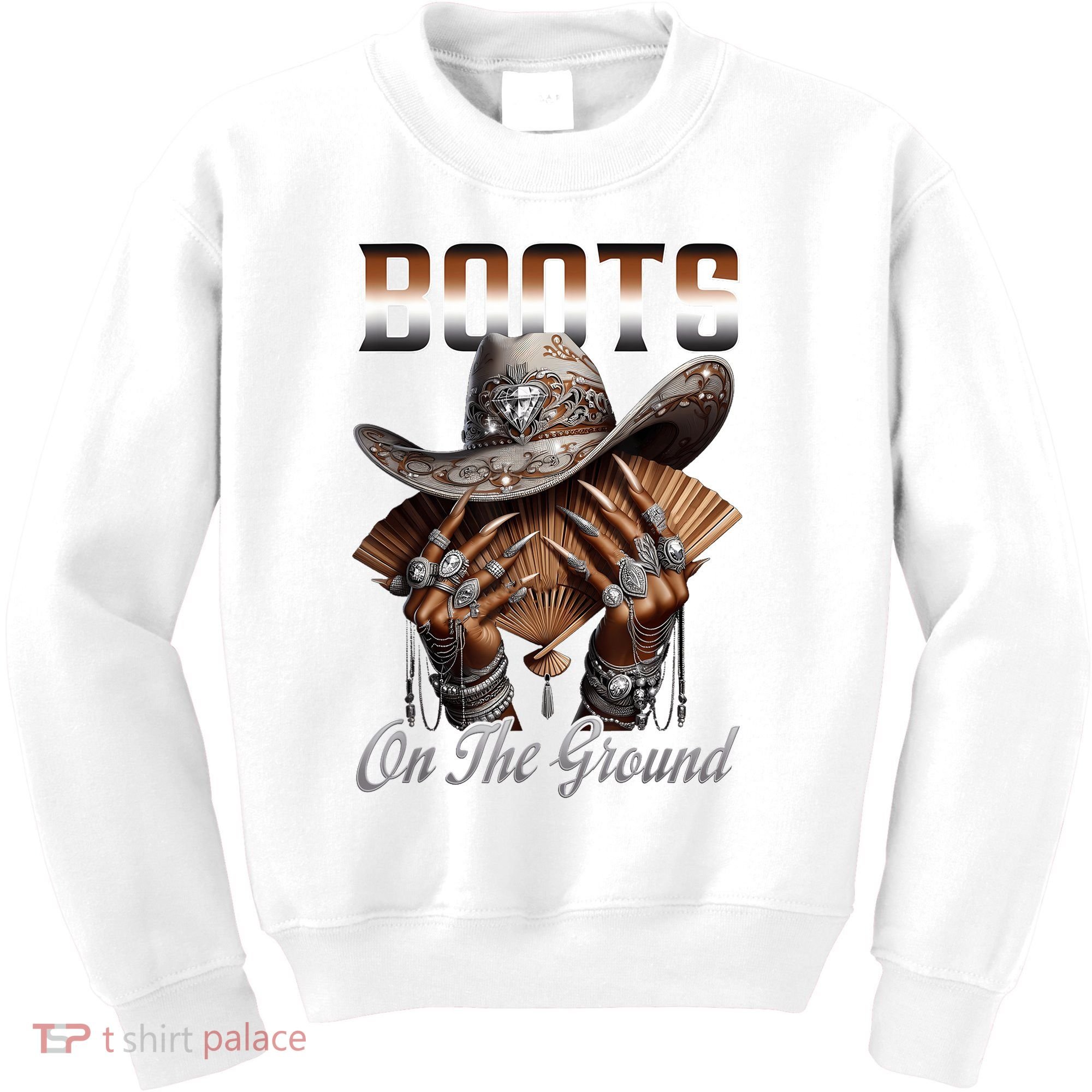 Boots On The Ground Boot Cowboy Western Cowgirl Linedance Kids Sweatshirt
