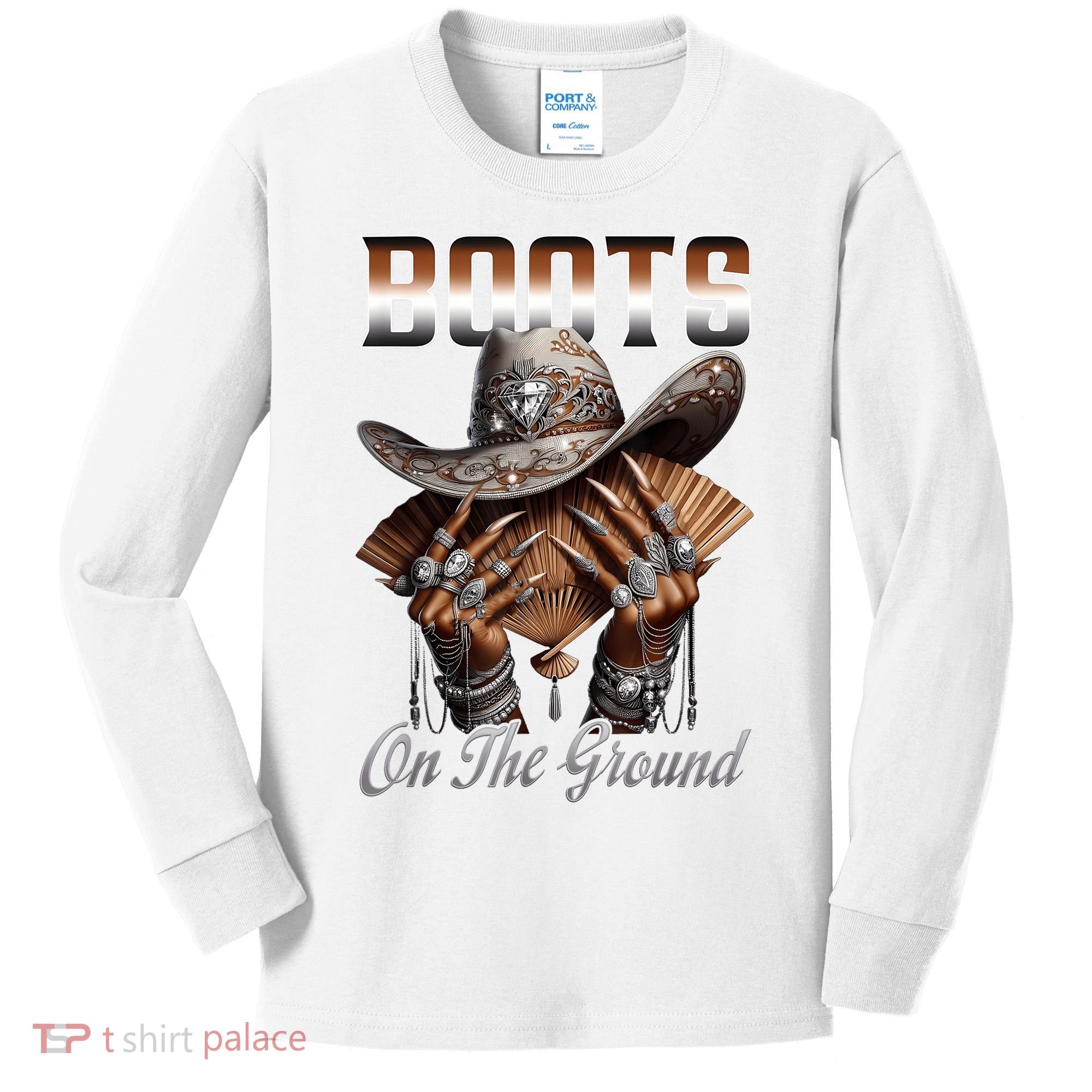 Boots On The Ground Boot Cowboy Western Cowgirl Linedance Kids Long Sleeve Shirt