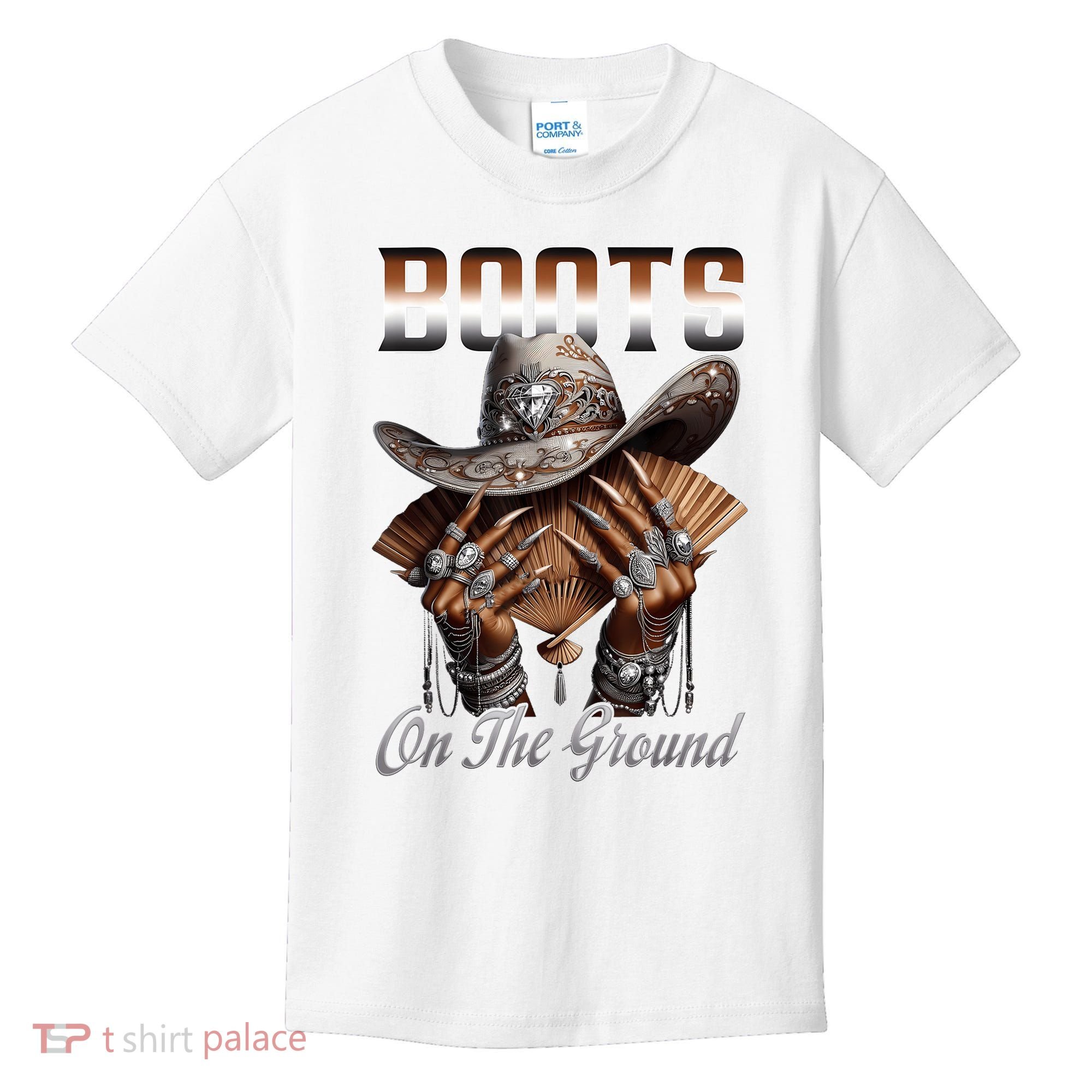Boots On The Ground Boot Cowboy Western Cowgirl Linedance Kids T-Shirt