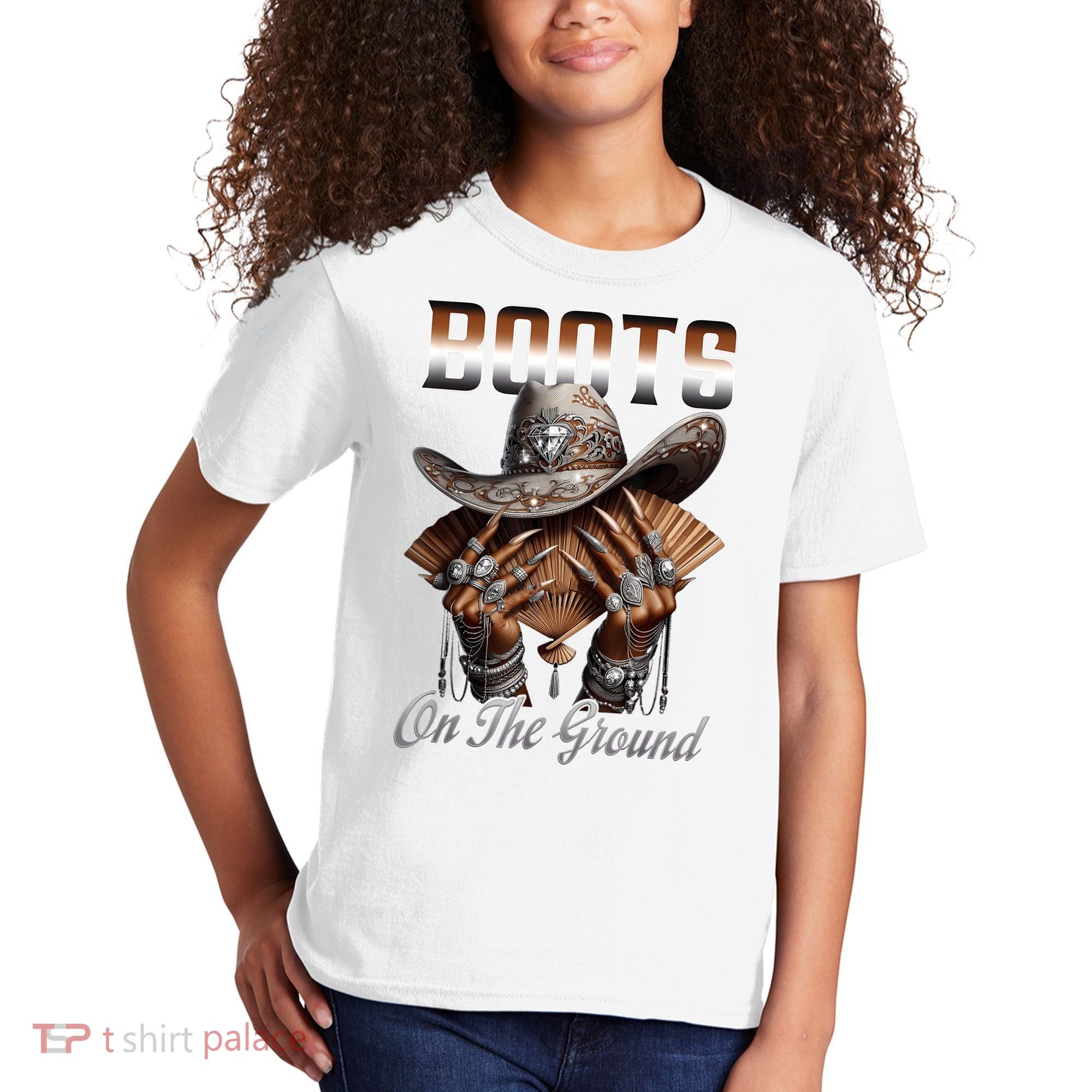 Boots On The Ground Boot Cowboy Western Cowgirl Linedance Kids T-Shirt