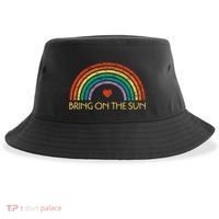 Bring On The Sun Cheerful Summer Sunshine Retro Rainbow Gift Sustainable Bucket Hat thumb 0