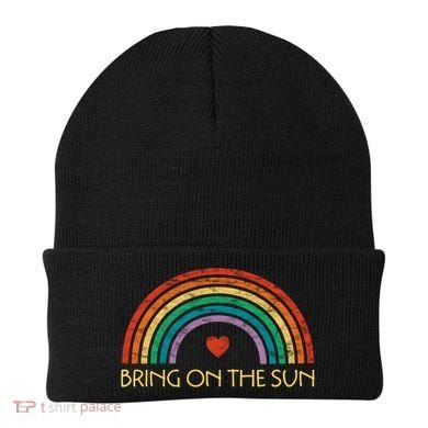 Bring On The Sun Cheerful Summer Sunshine Retro Rainbow Gift Beanie
