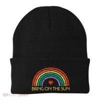 Bring On The Sun Cheerful Summer Sunshine Retro Rainbow Gift Beanie thumb 0