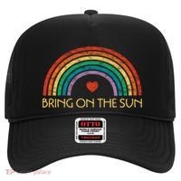 Bring On The Sun Cheerful Summer Sunshine Retro Rainbow Gift Hat thumb 0