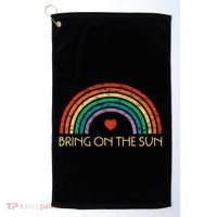 Bring On The Sun Cheerful Summer Sunshine Retro Rainbow Gift Golf Towel thumb 0