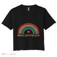 Bring On The Sun Cheerful Summer Sunshine Retro Rainbow Gift Women's Crop Top Tee thumb 0