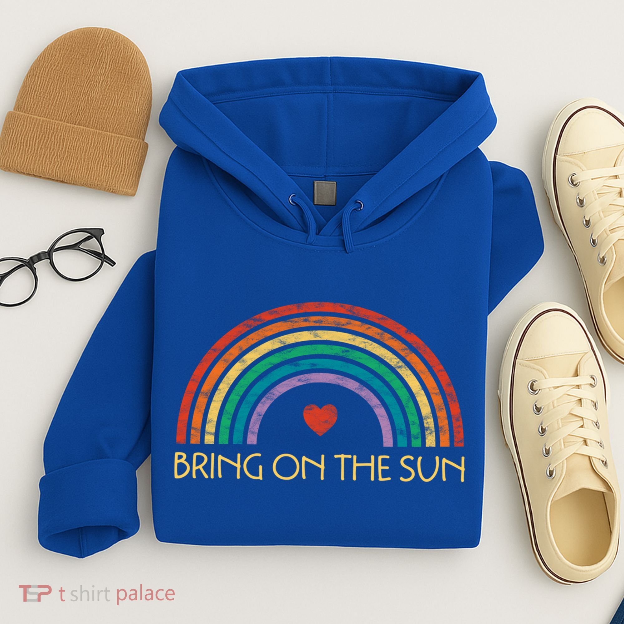 Bring On The Sun Cheerful Summer Sunshine Retro Rainbow Gift Hoodie