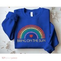 Bring On The Sun Cheerful Summer Sunshine Retro Rainbow Gift Sweatshirt thumb 2