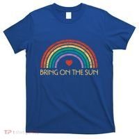 Bring On The Sun Cheerful Summer Sunshine Retro Rainbow Gift T-Shirt thumb 0