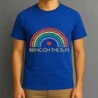 Bring On The Sun Cheerful Summer Sunshine Retro Rainbow Gift T-Shirt thumb 3