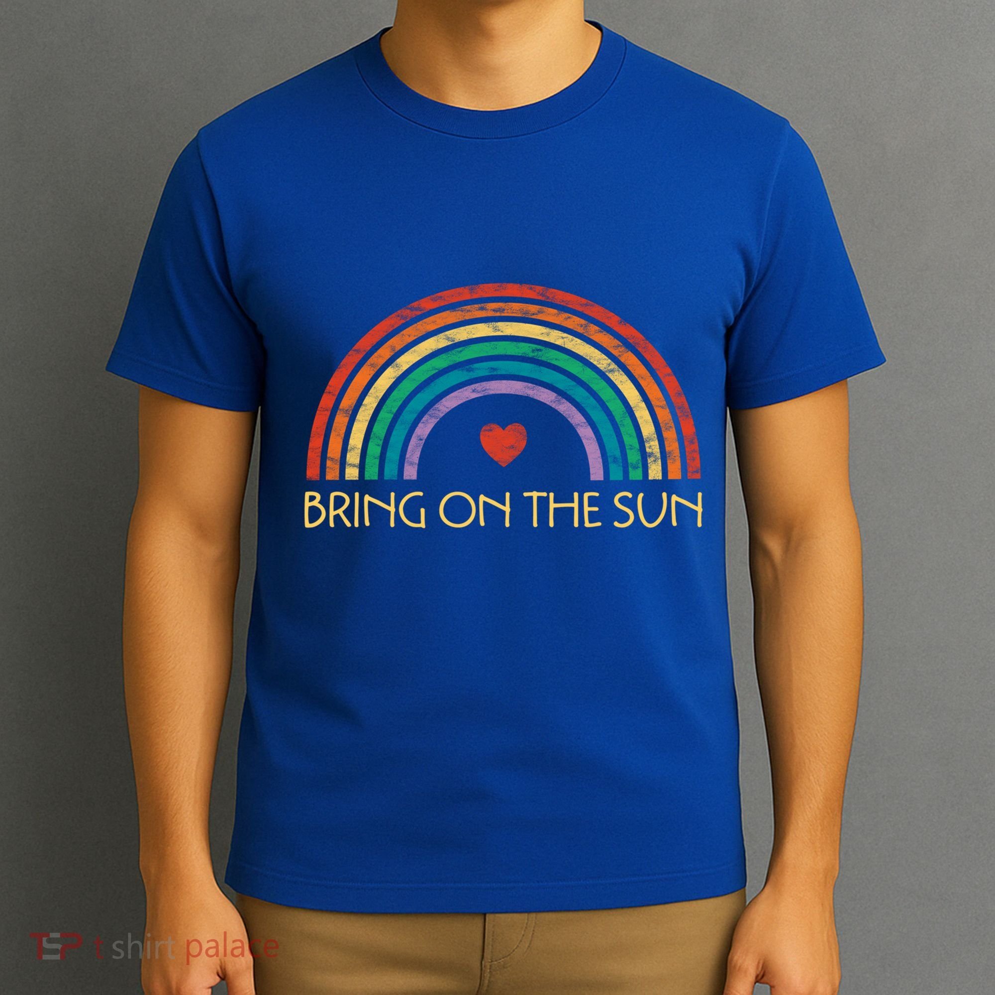 Bring On The Sun Cheerful Summer Sunshine Retro Rainbow Gift T-Shirt