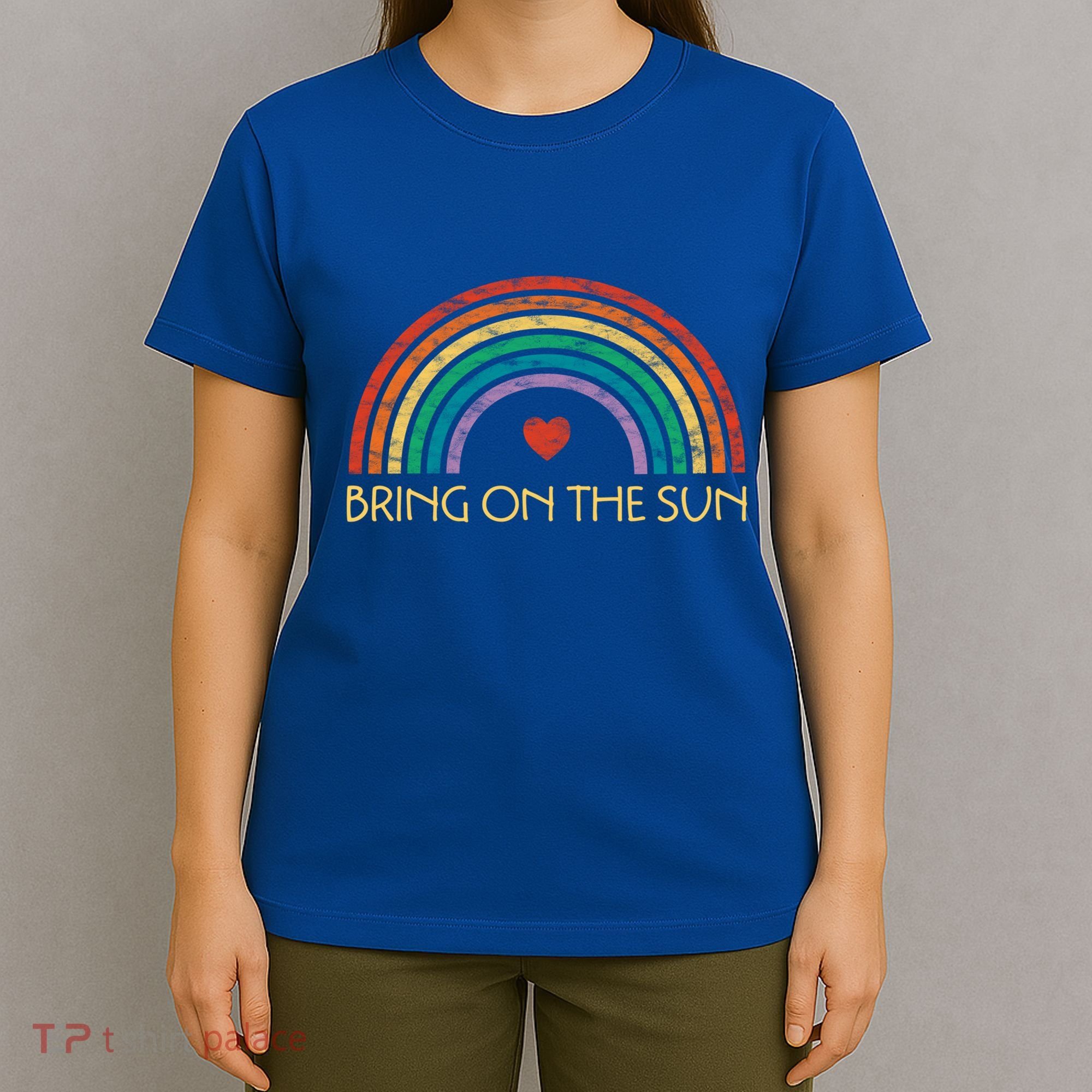 Bring On The Sun Cheerful Summer Sunshine Retro Rainbow Gift T-Shirt