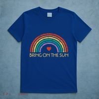 Bring On The Sun Cheerful Summer Sunshine Retro Rainbow Gift T-Shirt thumb 5