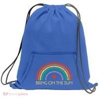 Bring On The Sun Cheerful Summer Sunshine Retro Rainbow Gift Sweatshirt Cinch Pack Bag thumb 0