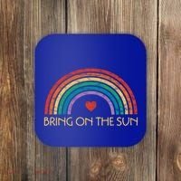 Bring On The Sun Cheerful Summer Sunshine Retro Rainbow Gift Coaster thumb 0