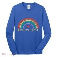 Bring On The Sun Cheerful Summer Sunshine Retro Rainbow Gift Tall Long Sleeve Shirt thumb 0