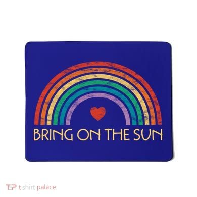 Bring On The Sun Cheerful Summer Sunshine Retro Rainbow Gift Mousepad