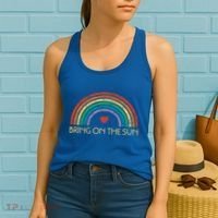 Bring On The Sun Cheerful Summer Sunshine Retro Rainbow Gift Women's Tank Top thumb 2