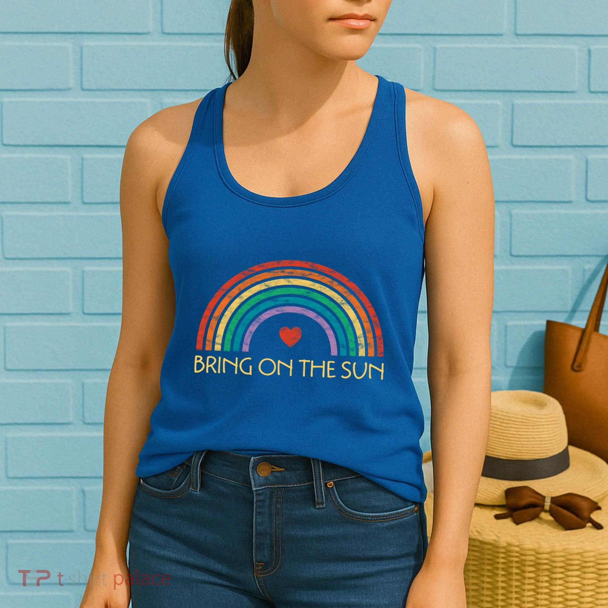 Bring On The Sun Cheerful Summer Sunshine Retro Rainbow Gift Women's Tank Top