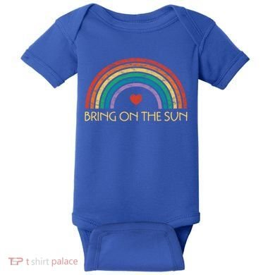 Bring On The Sun Cheerful Summer Sunshine Retro Rainbow Gift Baby Bodysuit