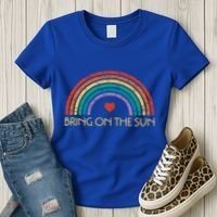 Bring On The Sun Cheerful Summer Sunshine Retro Rainbow Gift Women's T-Shirt thumb 3
