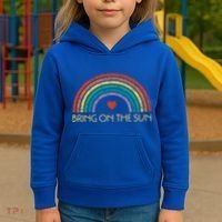 Bring On The Sun Cheerful Summer Sunshine Retro Rainbow Gift Kids Hoodie thumb 3