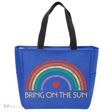 Bring On The Sun Cheerful Summer Sunshine Retro Rainbow Gift Tote Bag