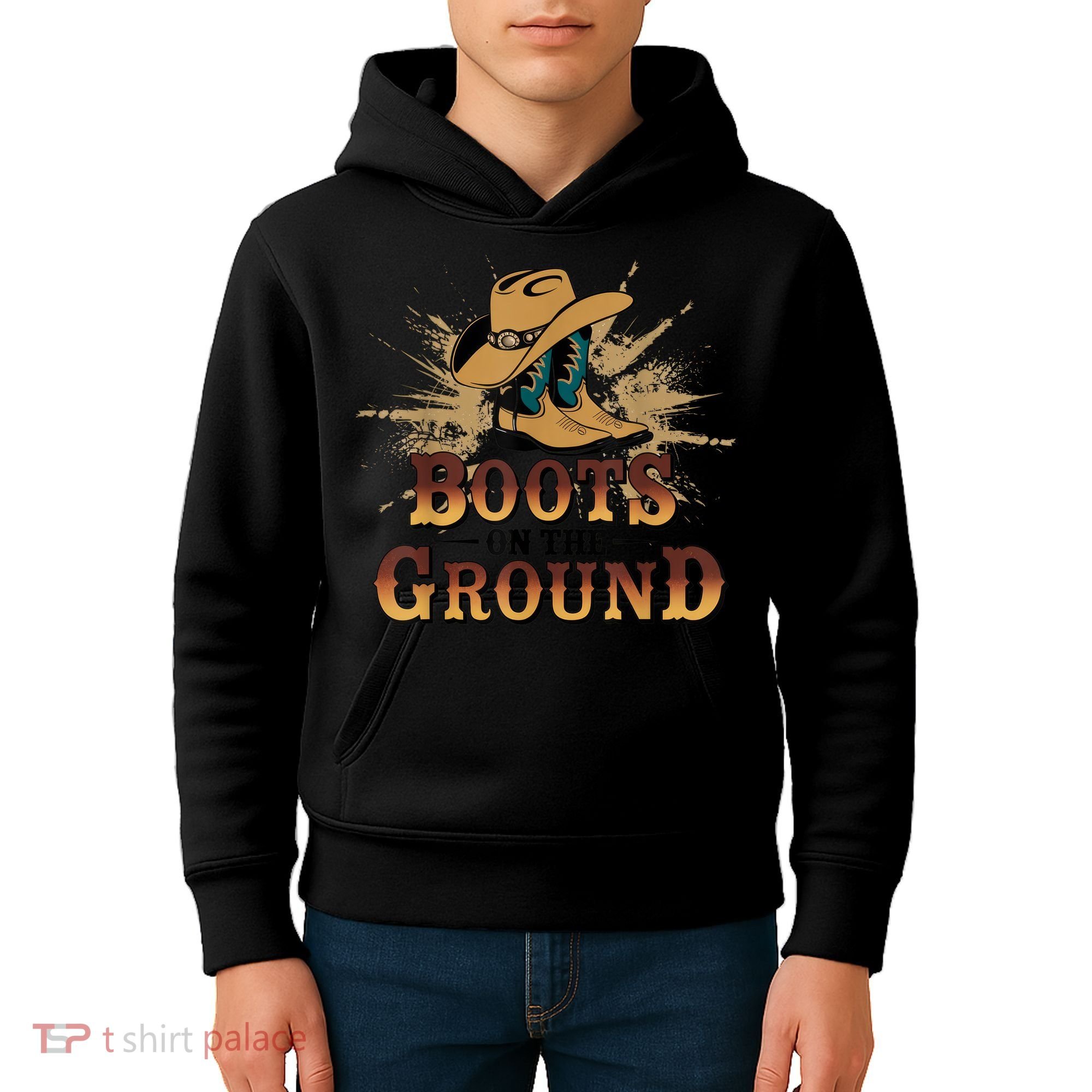 Boots On The Ground Western Cowboy Rodeo Country  Kids Hoodie