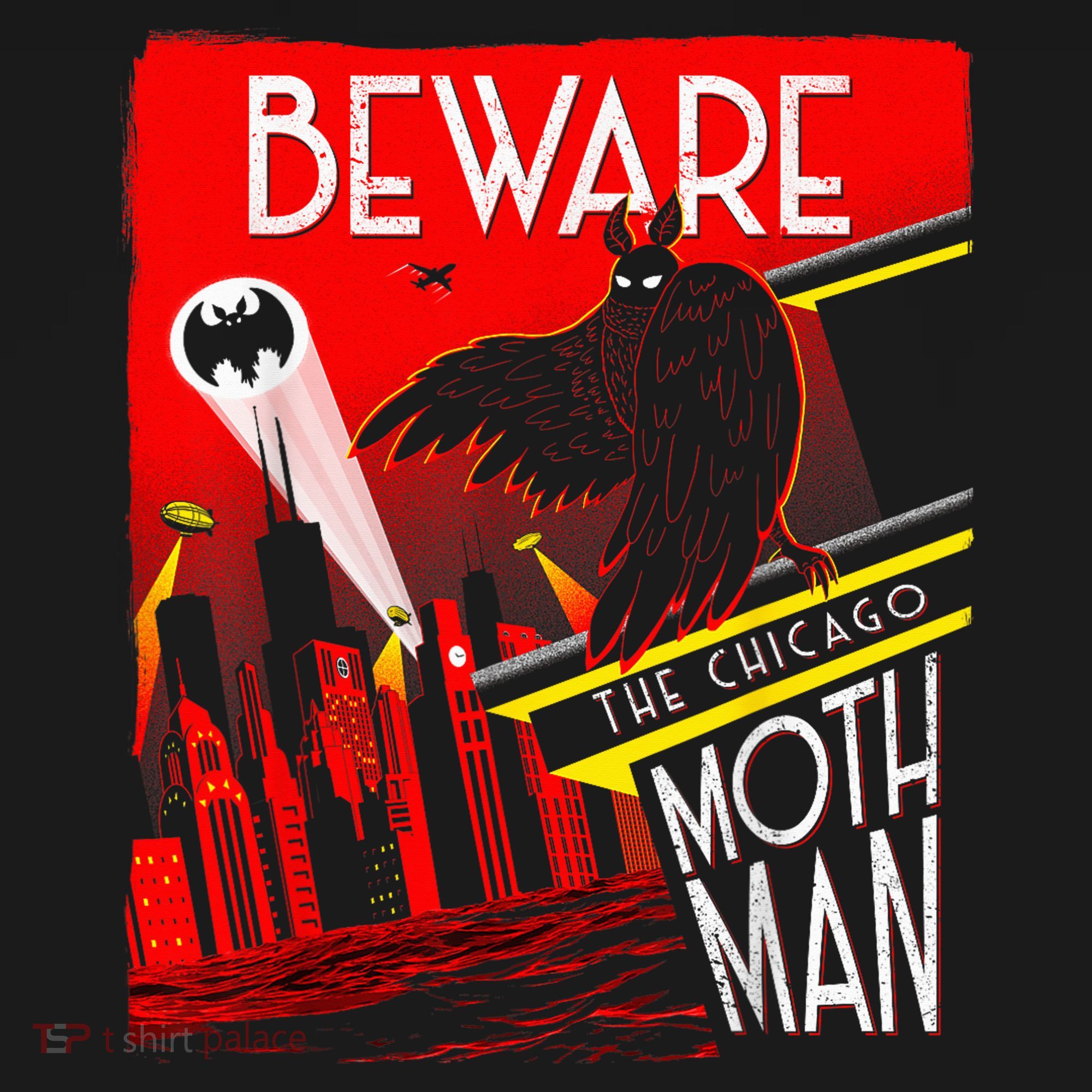 Beware Of The Chicago Mothman! Art Deco Pop Culture Cryptid Sweatshirt
