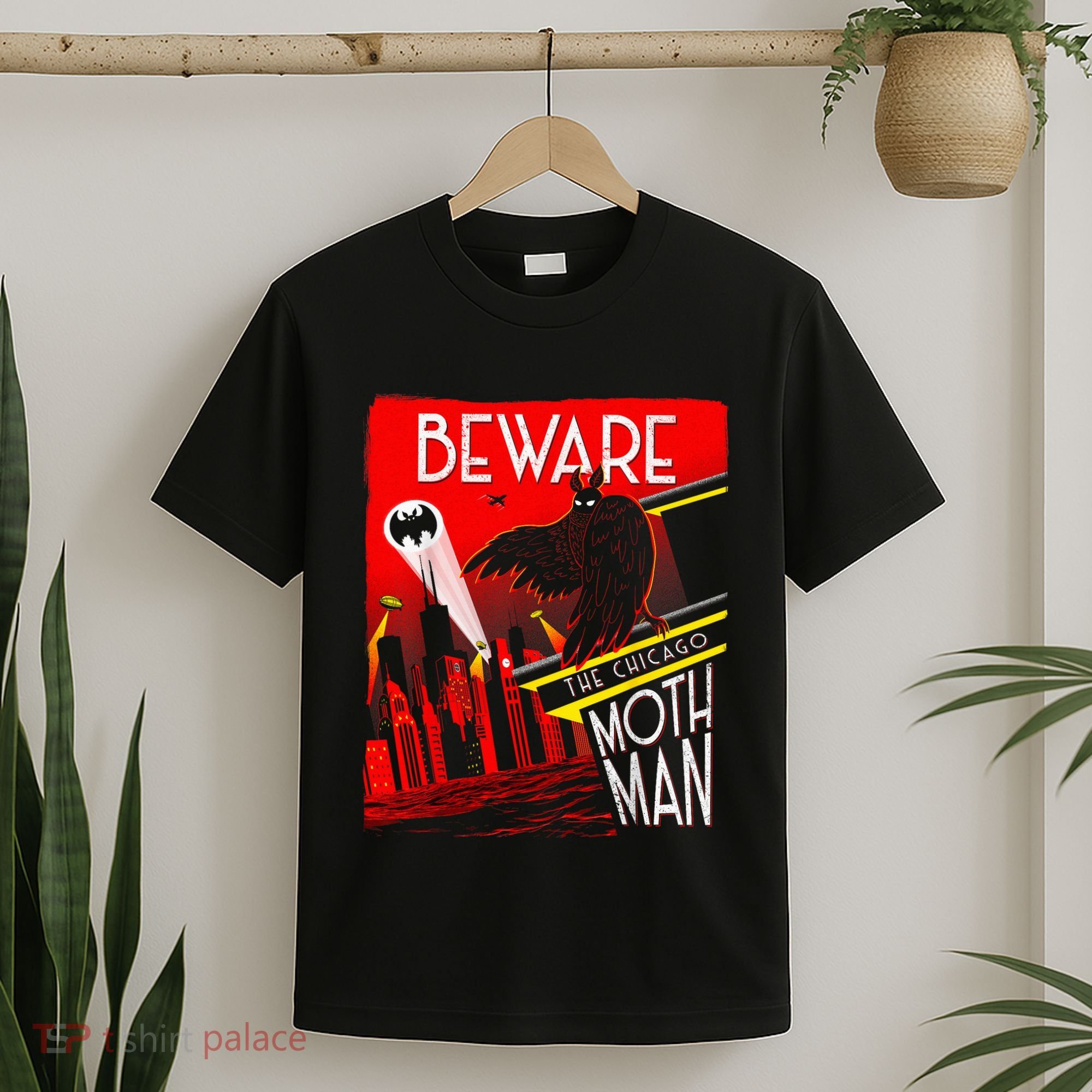 Beware Of The Chicago Mothman! Art Deco Pop Culture Cryptid T-Shirt