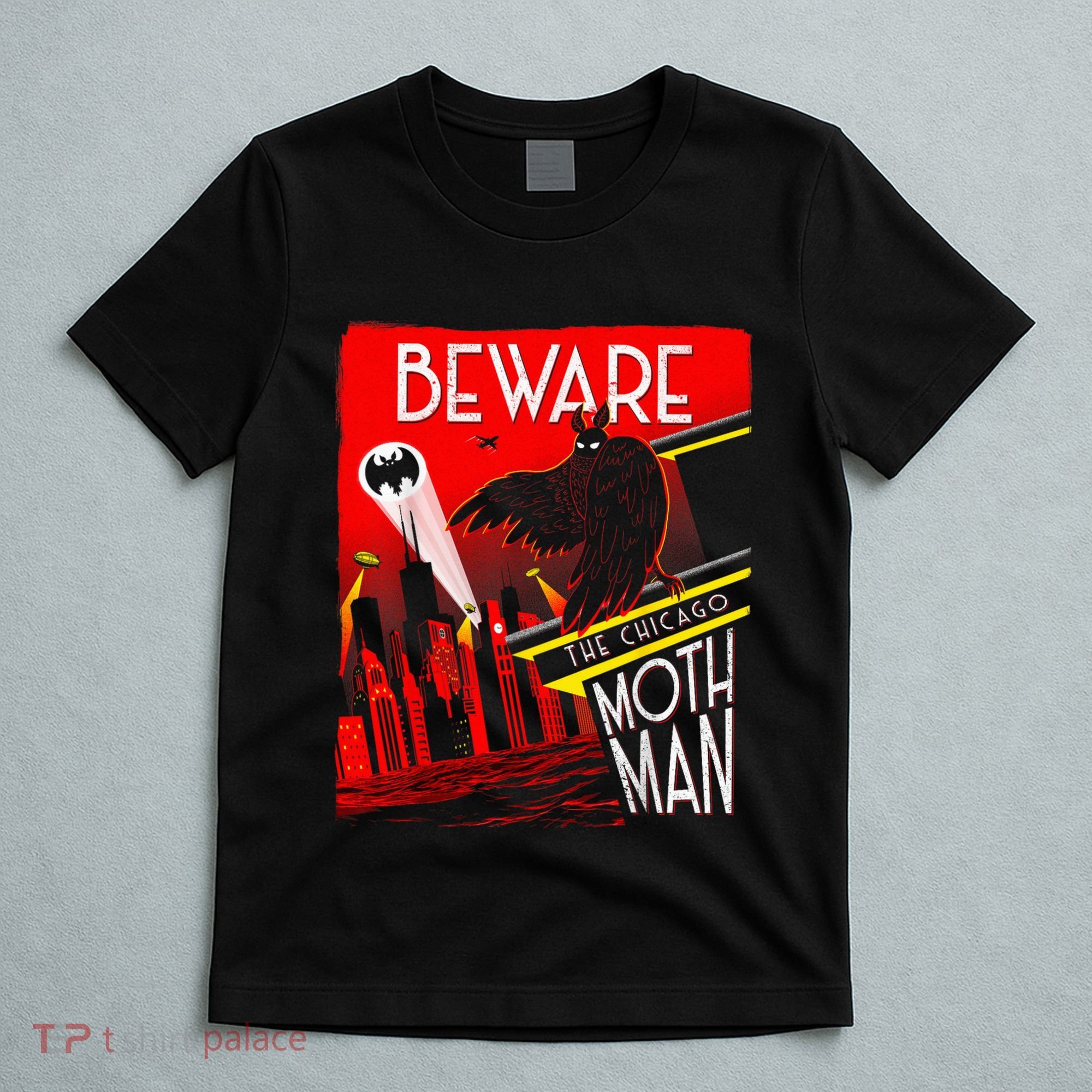 Beware Of The Chicago Mothman! Art Deco Pop Culture Cryptid T-Shirt