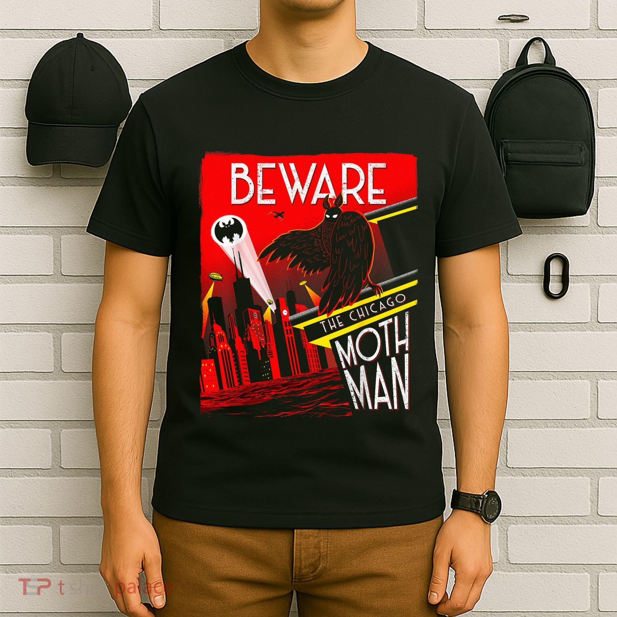 Beware Of The Chicago Mothman! Art Deco Pop Culture Cryptid T-Shirt